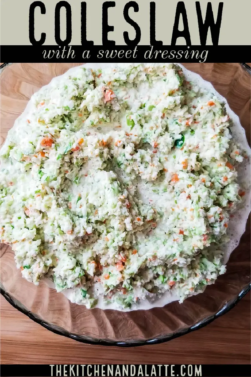 Coleslaw with a sweet dressing - Pinterest image