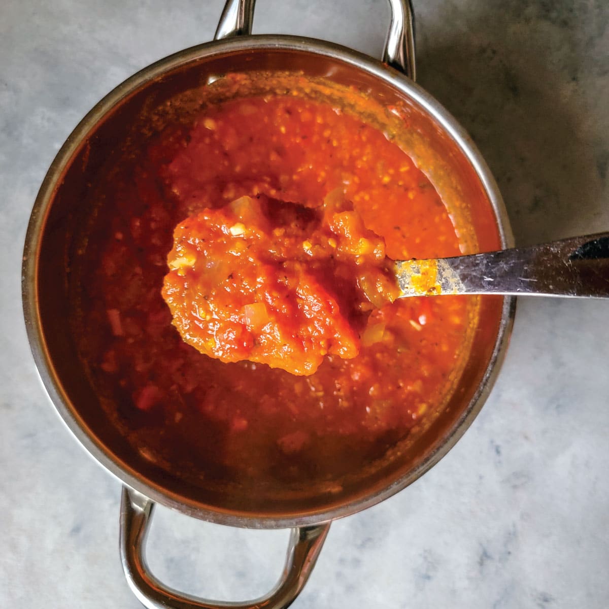 Pumpkin sauce in a sauce pot ready to be served.