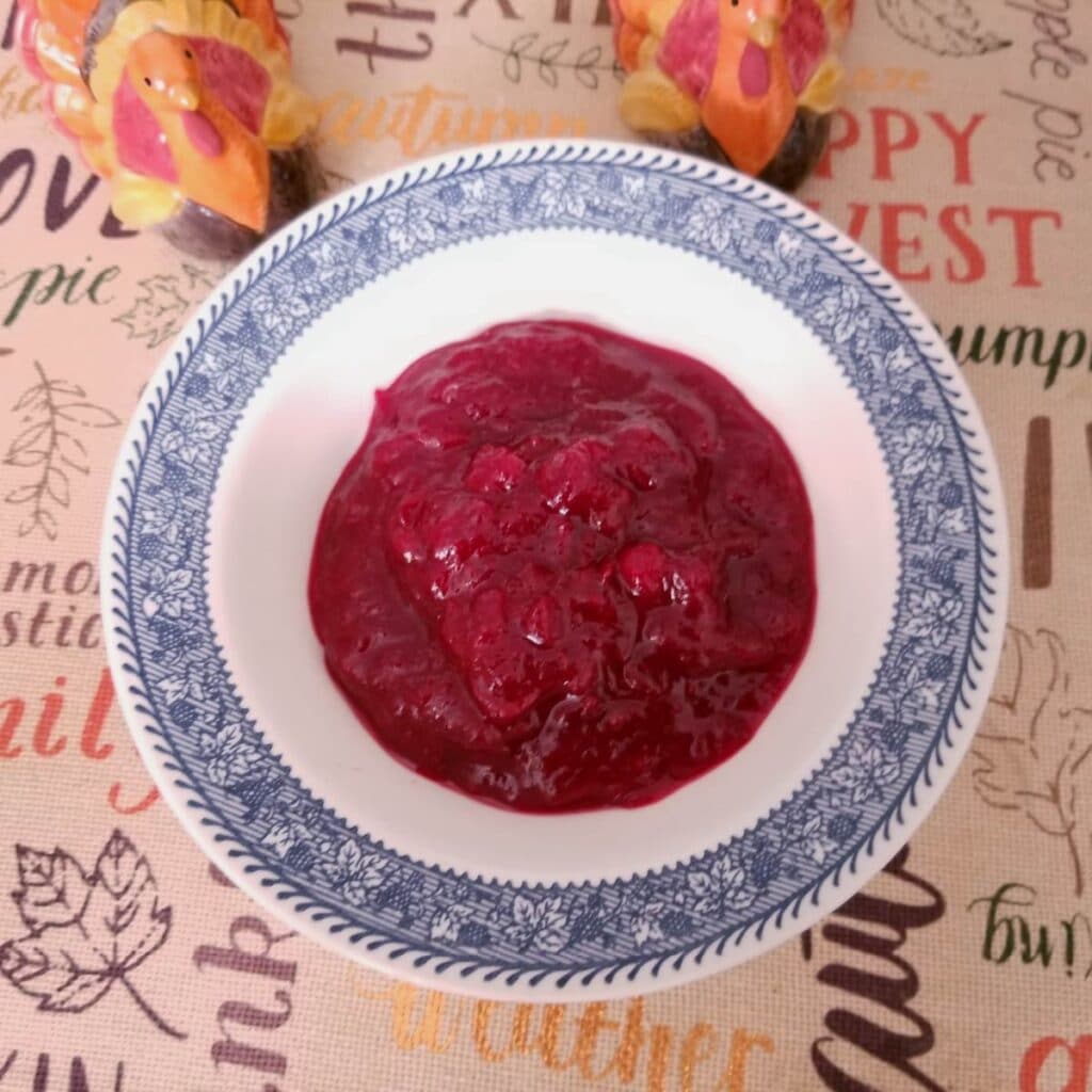 The consistency of cranberry sauce before cooling down completely