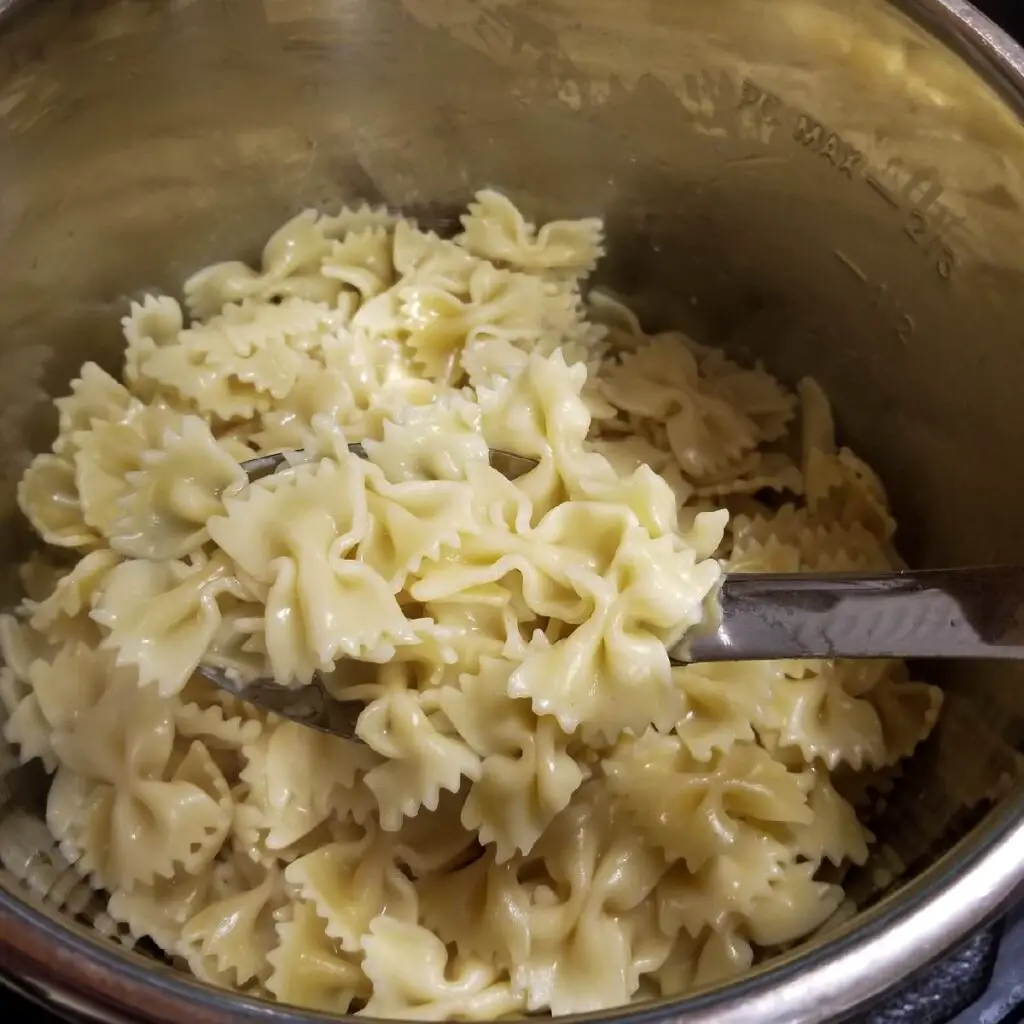 Pasta after being cooked in the Instant Pot