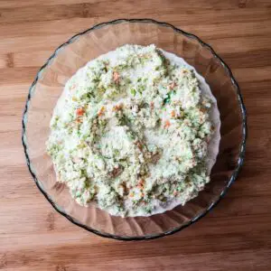 Coleslaw prepared in a bowl ready to serve.