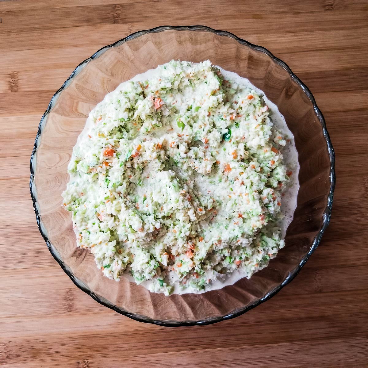 Coleslaw in a bowl ready to be served.