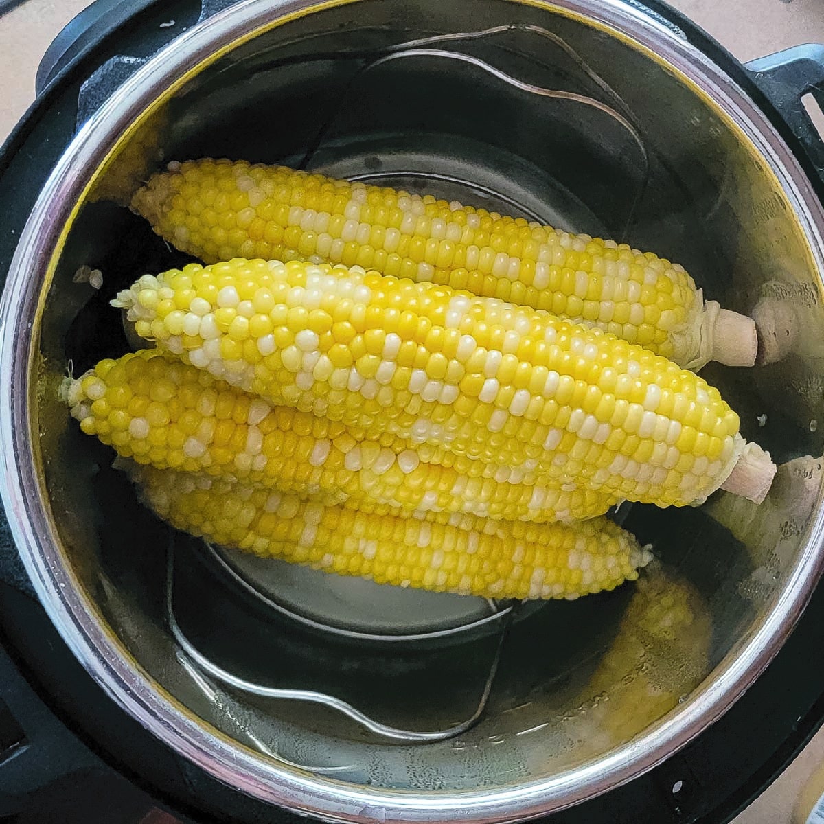 corn on the cob in the Instant Pot after being cooked