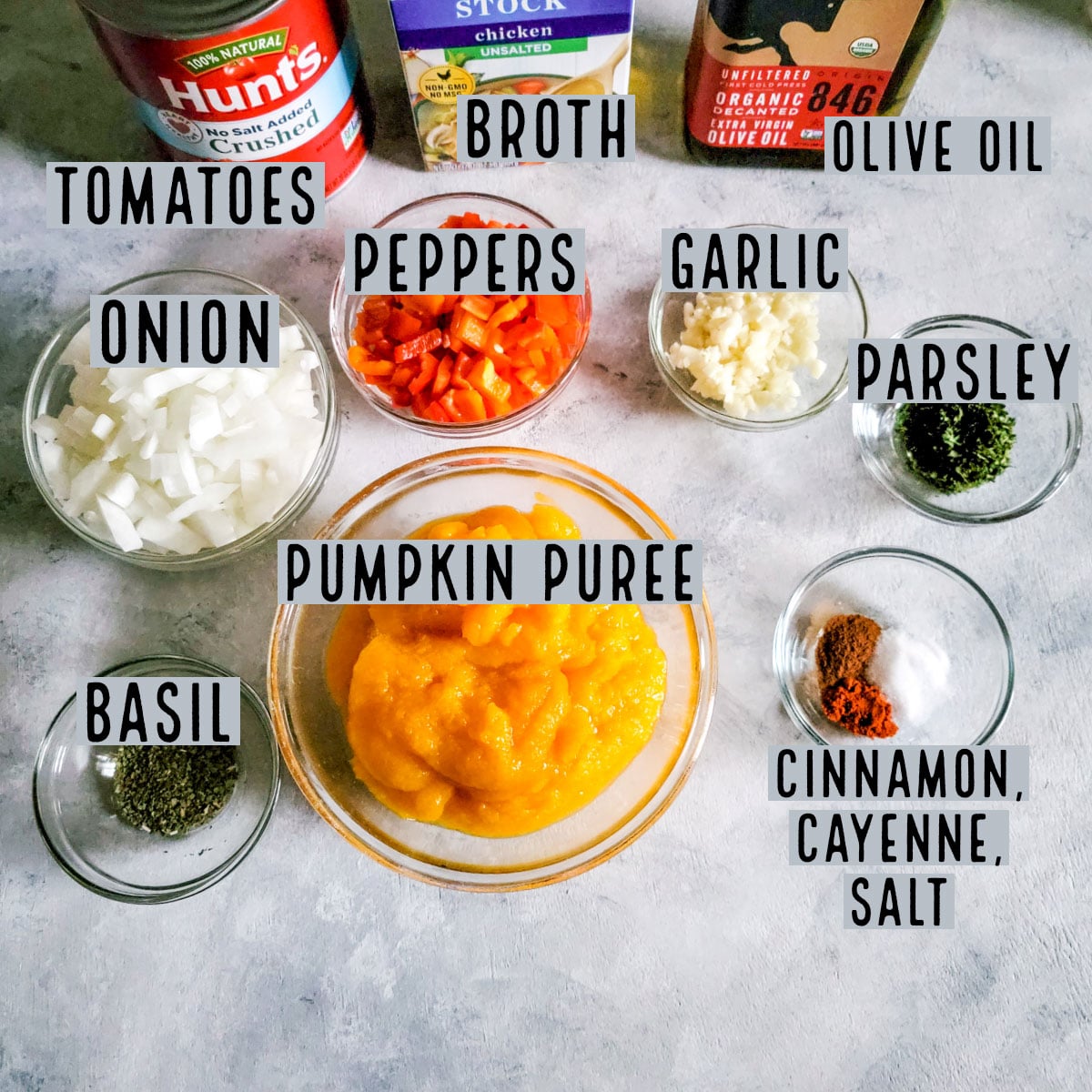 Picture for all ingredients with them ready in prep bowls.