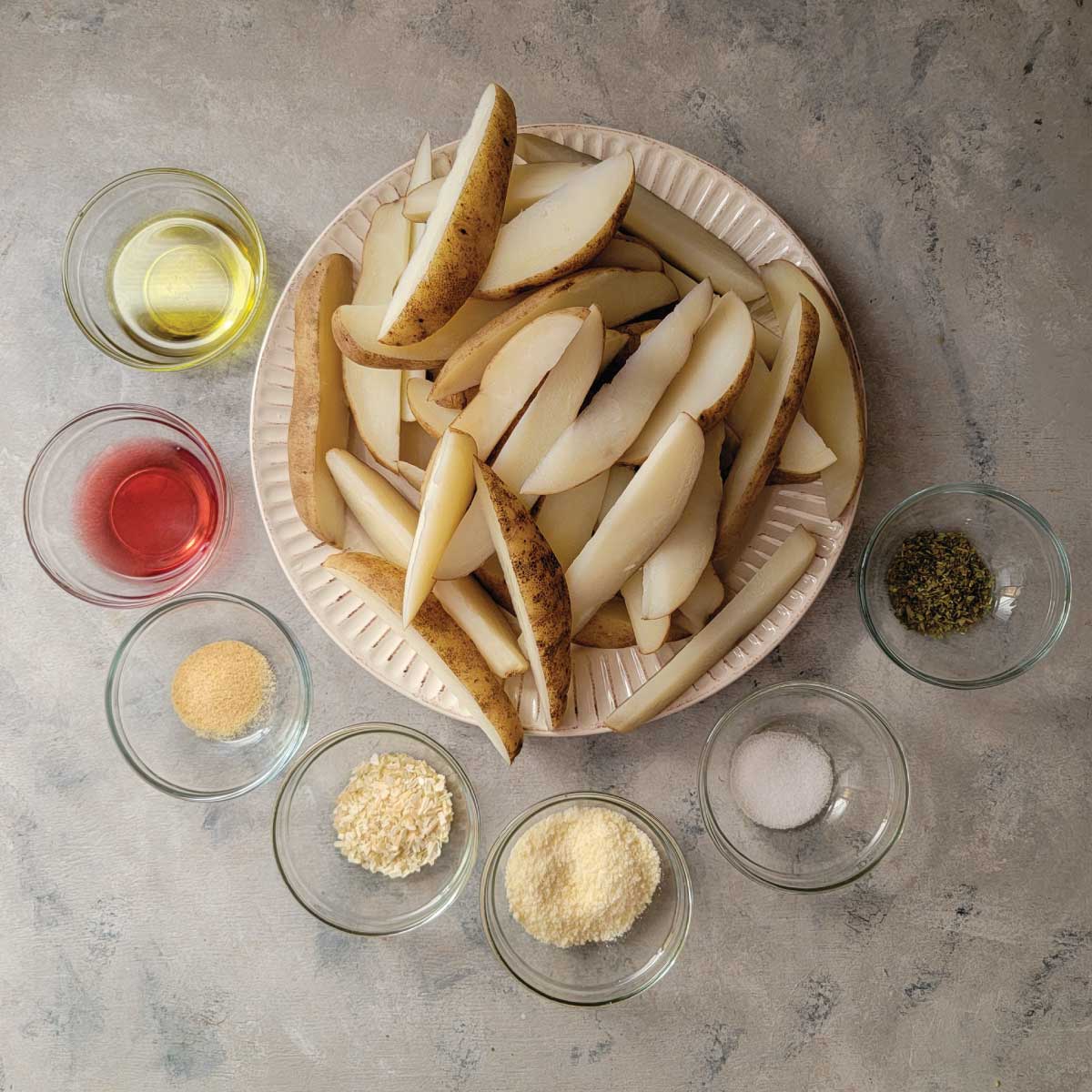 Ingredients prepped for making the potatoes.