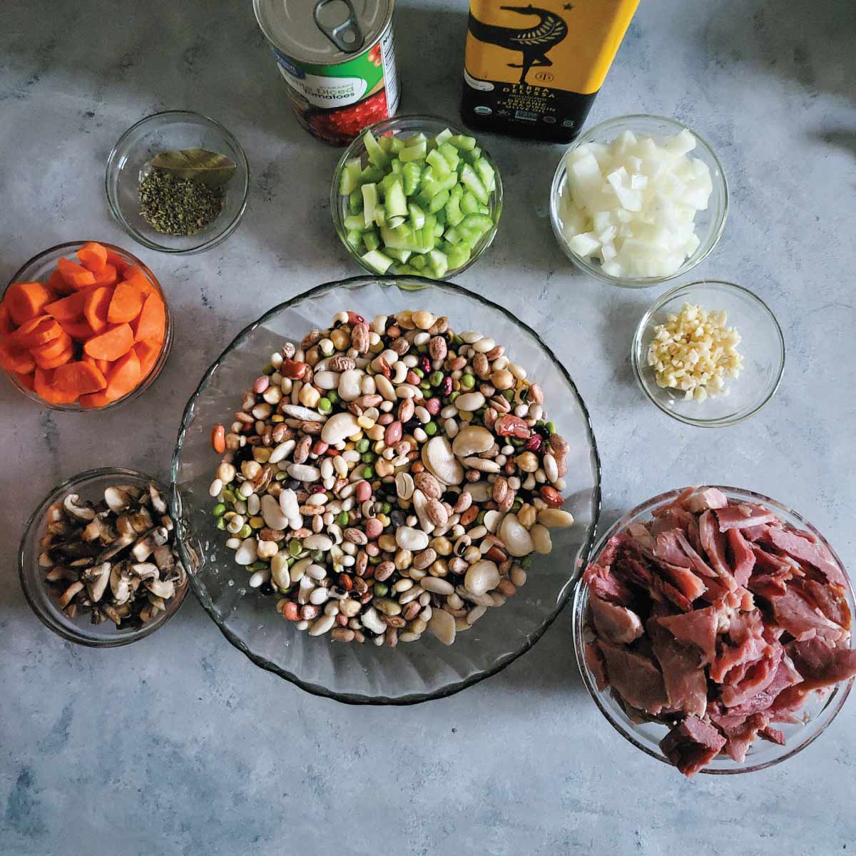 Ingredients prepped and ready for making the soup.