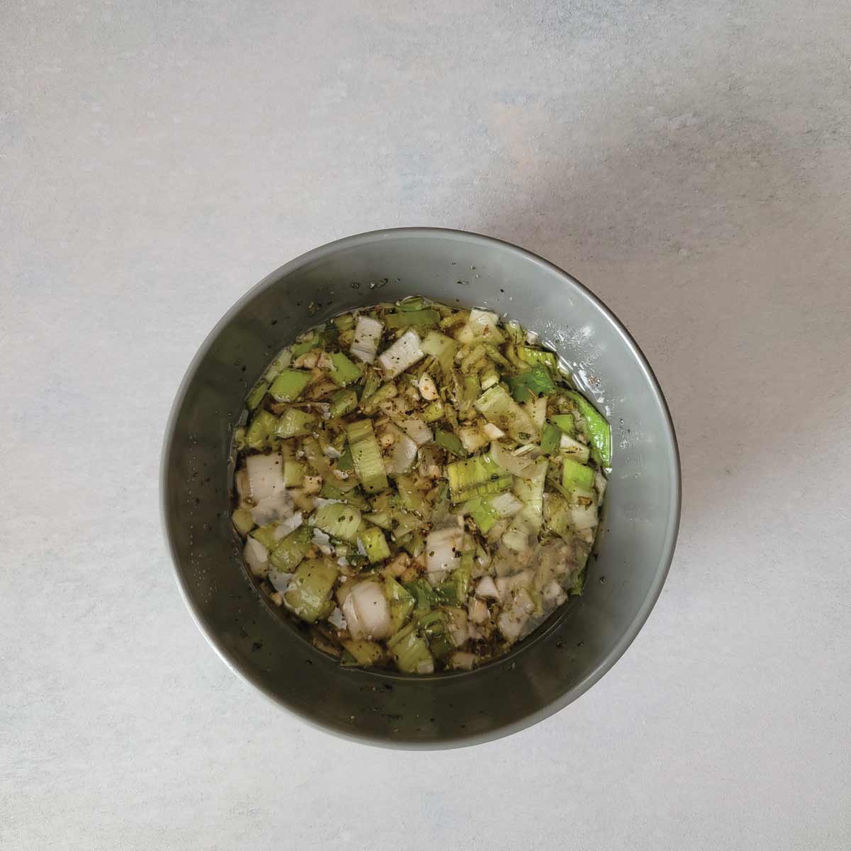 Dressing prepared in a small prep bowl ready to use.