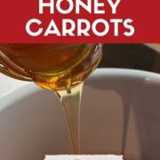 Slow cooker honey carrots by Recipe This - honey being poured over the carrots.