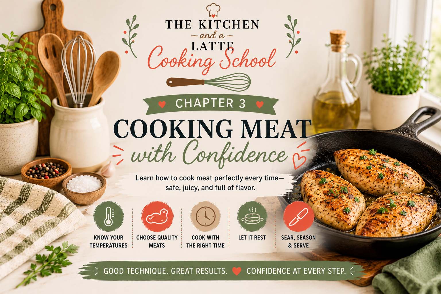 Chapter 3 graphics - cooking meat with confidence. Learn how to cook meat perfectly every time.