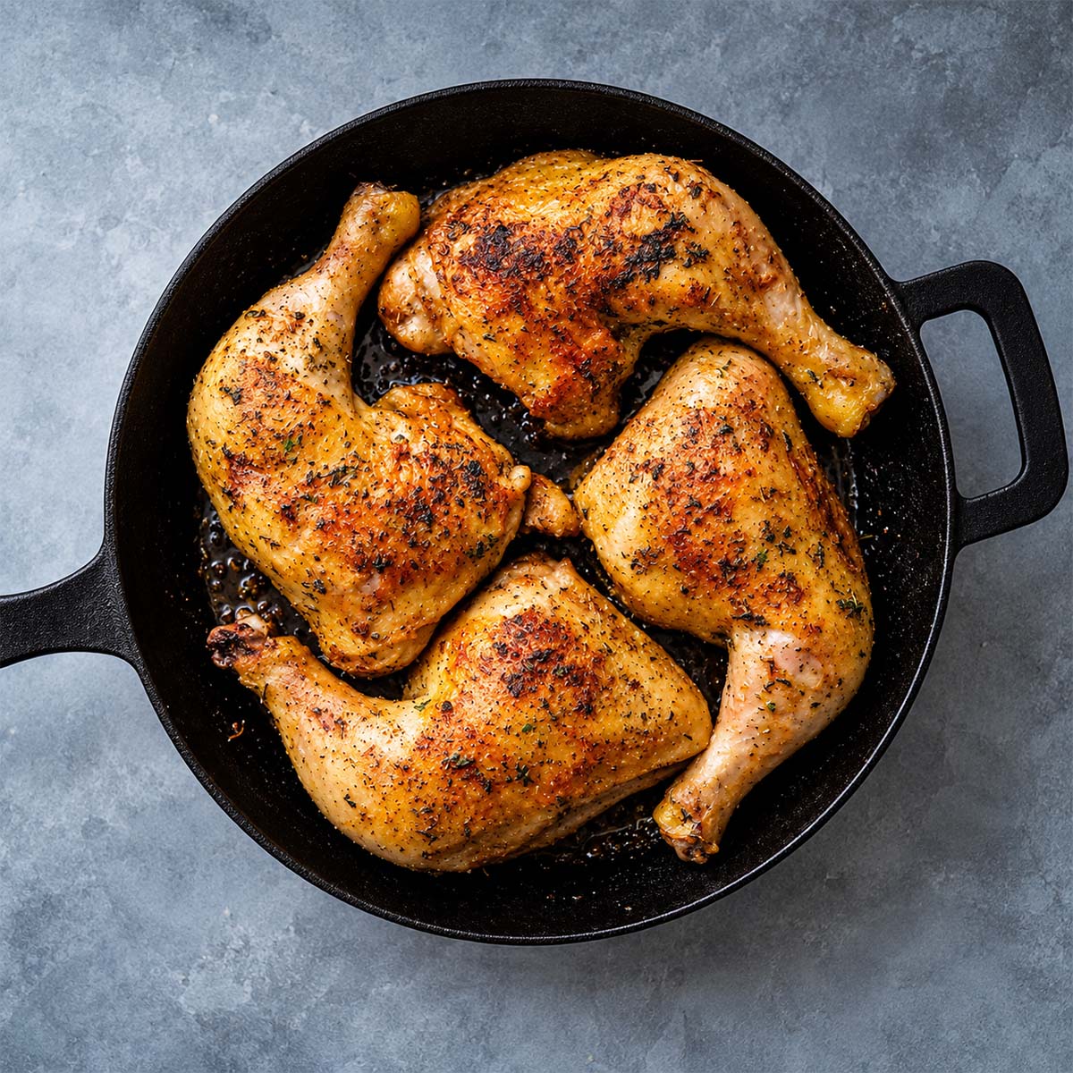 Cast Iron Chicken Leg Quarters with Crispy Skin
